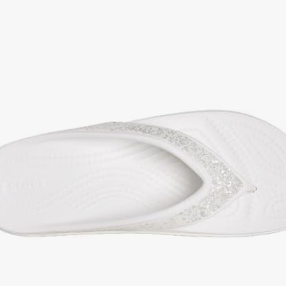 Crocs Sloane Wedge Glitter Flip-Flop Sandal- White - Picture 3 of 13